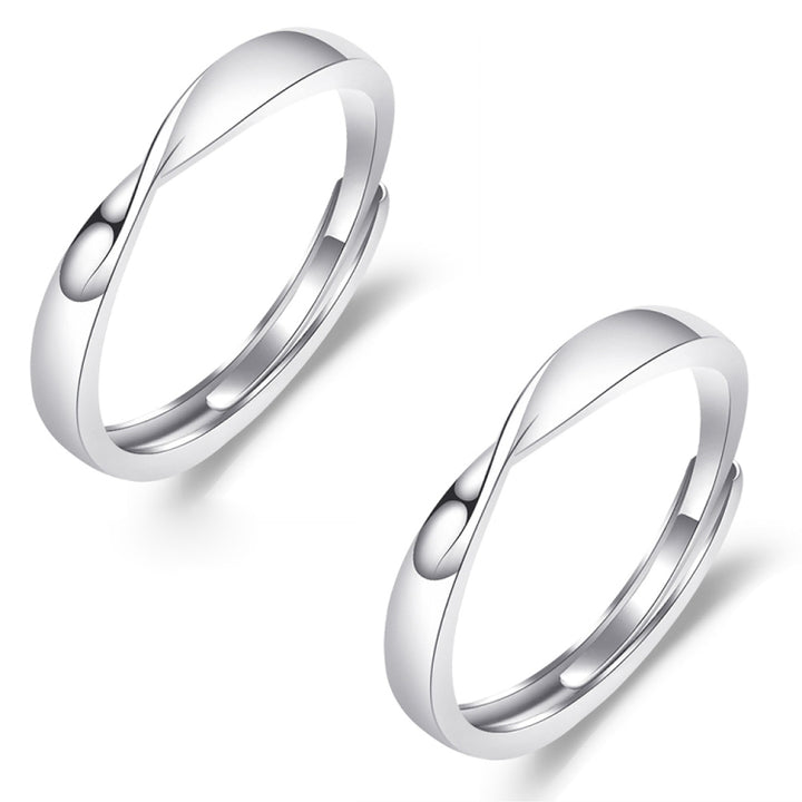 2 PCS Q38 Couples Mobius Twist Open Adjustable Ring, For Mens, For Womens