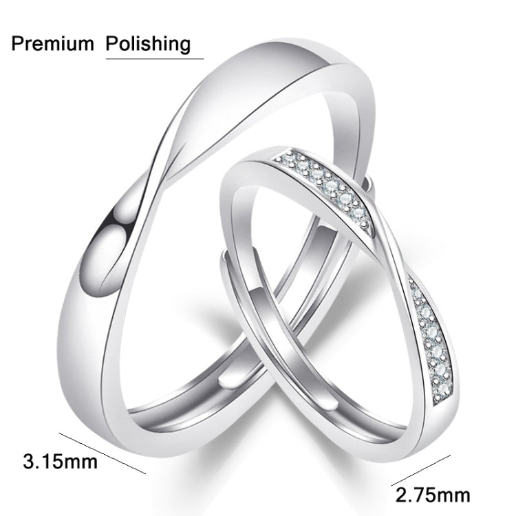 2 PCS Q38 Couples Mobius Twist Open Adjustable Ring, For Mens, For Womens