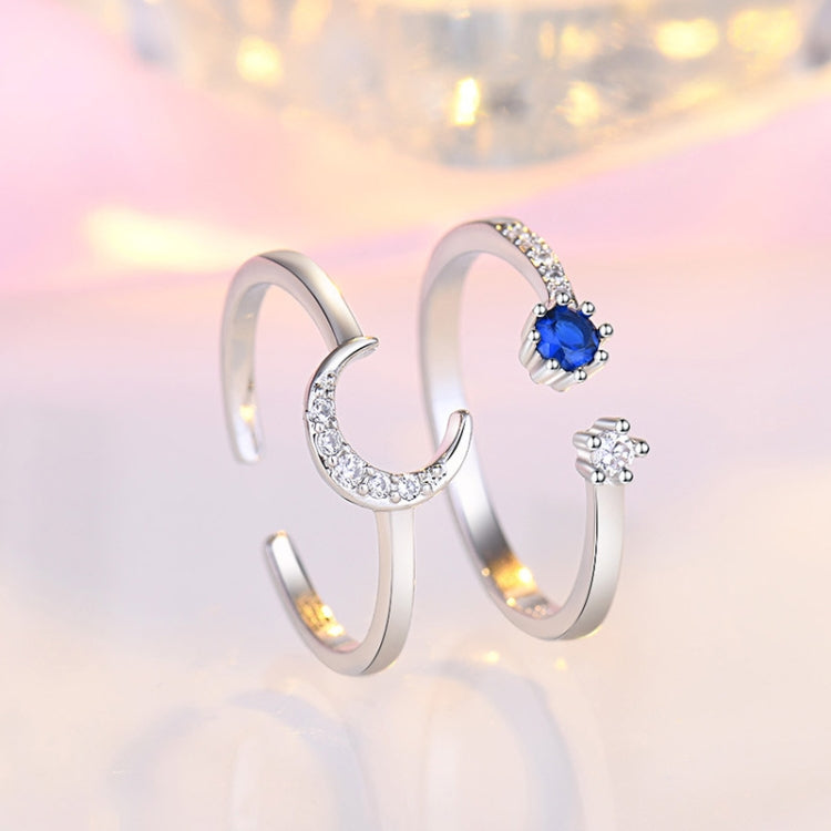 2pcs J259 Ladies Romantic Star Moon Stacked Open Rings