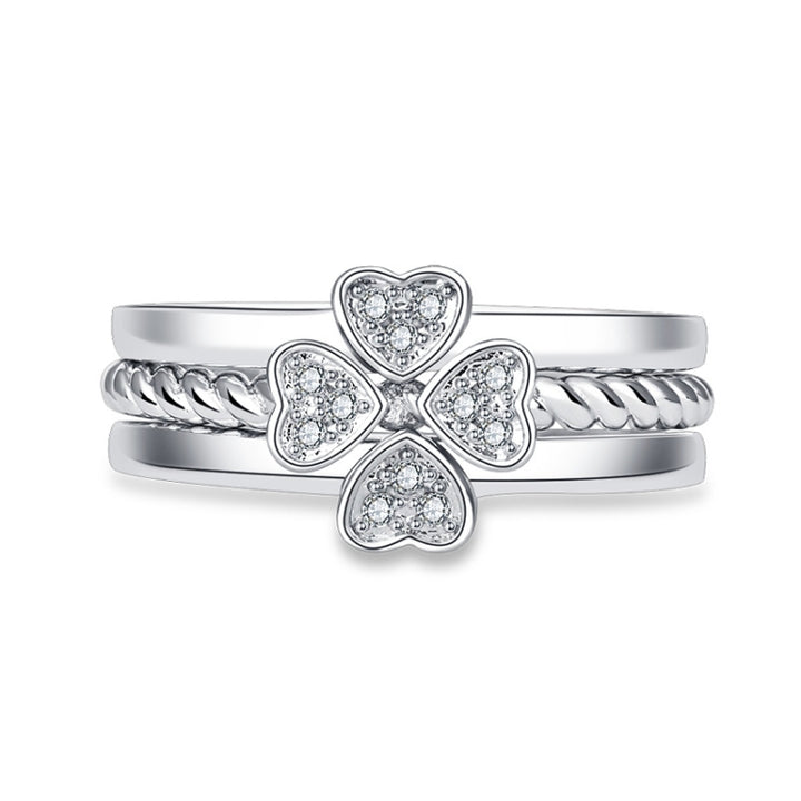 J152 3 In 1 Four-Leaf Clover Detachable Open Adjustable Ring