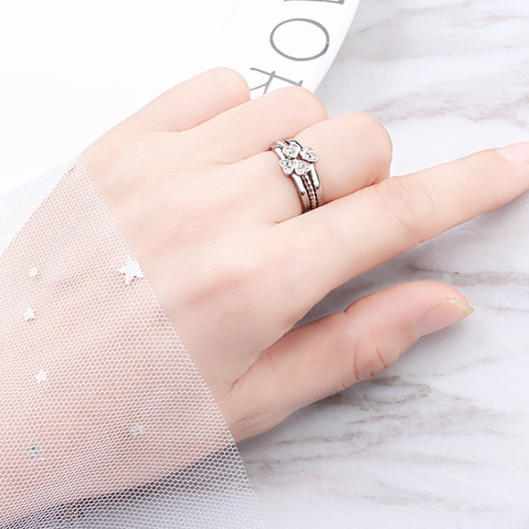 J152 3 In 1 Four-Leaf Clover Detachable Open Adjustable Ring