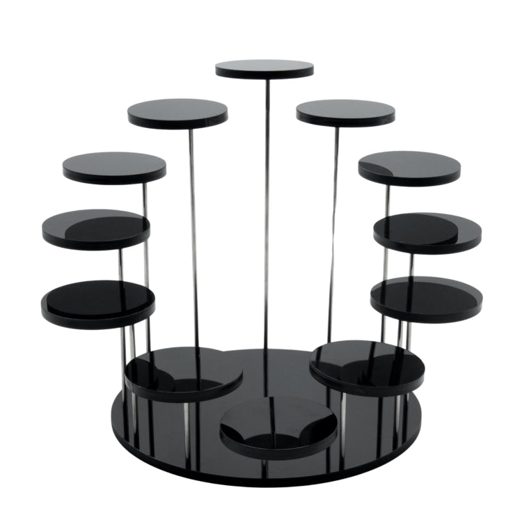 12 Rounds Base Acrylic Jewelry Ring Display Stand, Black, White, Transparent