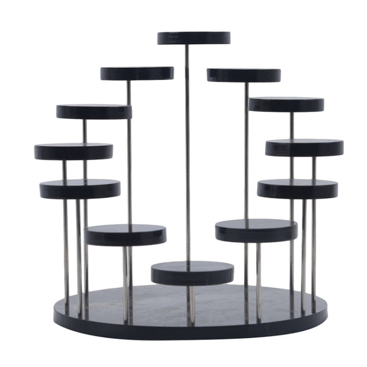 12 Rounds Base Acrylic Jewelry Ring Display Stand, Black, White, Transparent