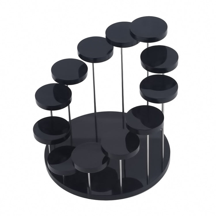 12 Rounds Base Acrylic Jewelry Ring Display Stand, Black, White, Transparent