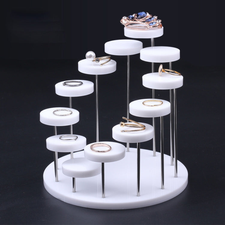 12 Rounds Base Acrylic Jewelry Ring Display Stand, Black, White, Transparent