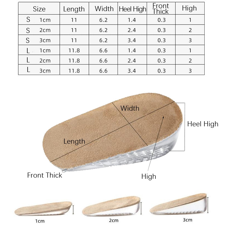 GEL Increasing High Insole Fleece Invisible Increased Pad, S Code 1cm, S Code 2cm, S Code 3cm, L Code 1cm, L Code 2cm, L Code 3cm