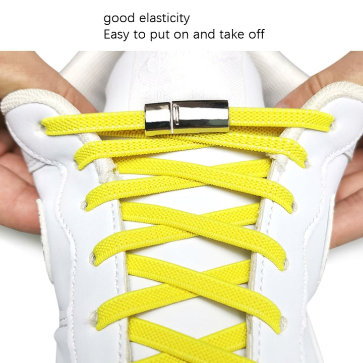 SLK28 Metal Magnetic Buckle Elastic Free Tied Laces, Style: Gold Magnetic Buckle, Silver Magnetic Buckle+Black Shoelaces, Silver Magnetic Buckle+White Shoelaces, Silver Magnetic Buckle+Gray Shoelaces, Silver Magnetic Buckle+Pink Shoelaces