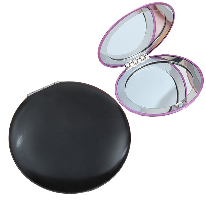 Makeup Small Mirror Folding Portable Clamshell Circular Mirror, Black, Purple, Sky Blue, Red