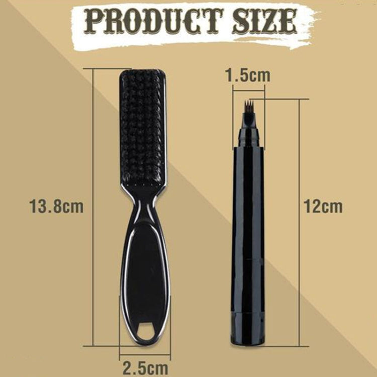 2pcs /Set Waterproof Beard Filler Beard Styling Pen, Black, Dark Brown