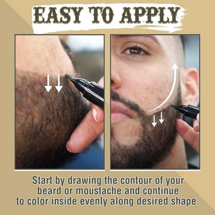 2pcs /Set Waterproof Beard Filler Beard Styling Pen, Black, Dark Brown