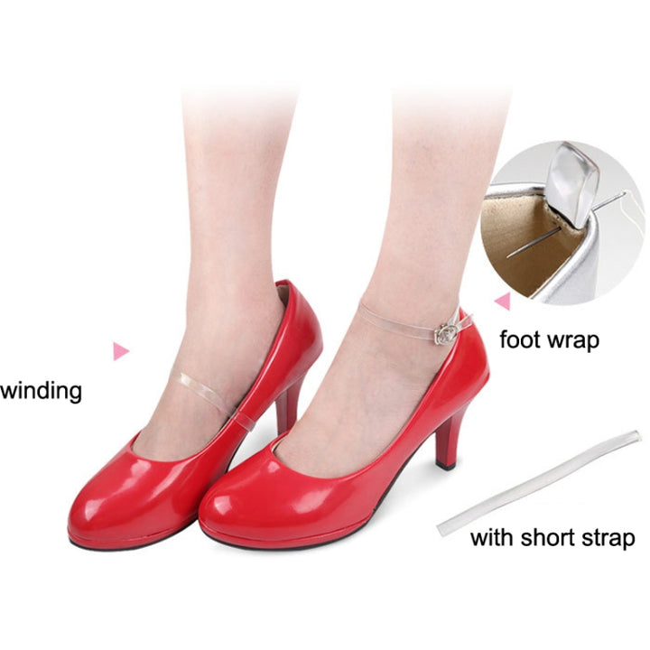 Transparent Silicone Invisible High Heels Leather Shoes Anti-Heel Laces, 5 Pairs