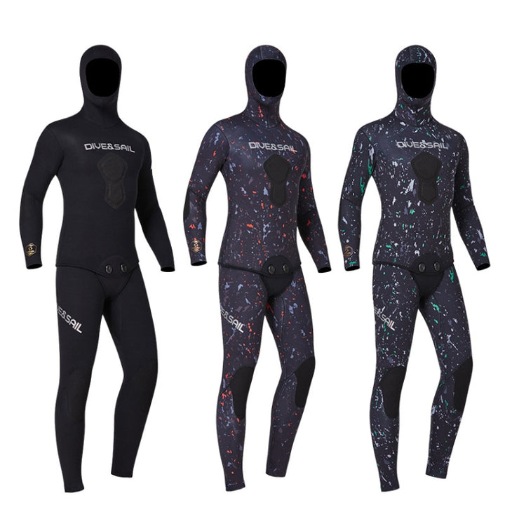 DIVE & SAIL 7mm Split Thick And Keep Warm Long Sleeves Hooded Diving Suit, M, L, XL, XXL, XXXL