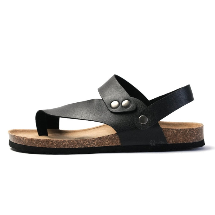 Men Summer Cork Flip Flops Beach Couple Leather Sandals, 38, 39, 40, 41, 42, 43, 44, 45, 36, 35, 37