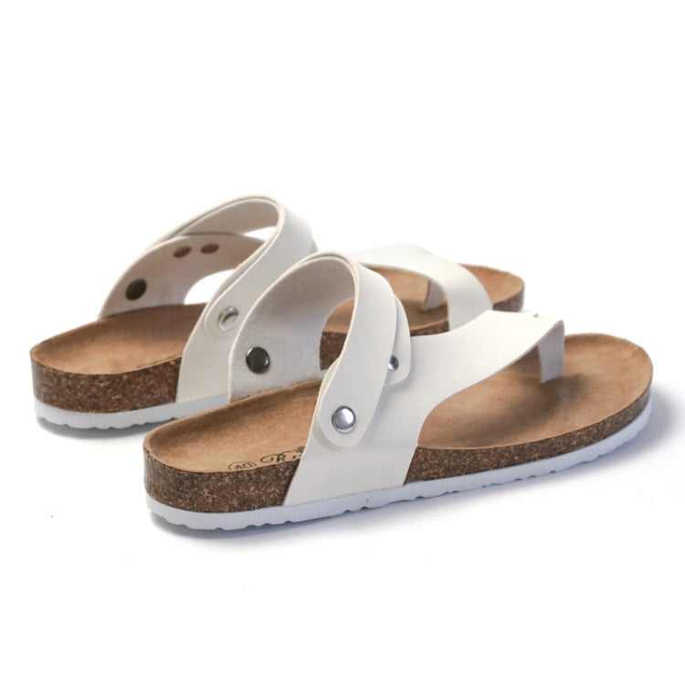 Men Summer Cork Flip Flops Beach Couple Leather Sandals, 38, 39, 40, 41, 42, 43, 44, 45, 36, 35, 37