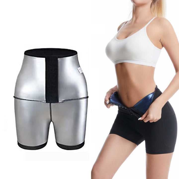 Women High Waist Breasted Hip Lifting Pants With Pocket, PU Blue 3-point  S, PU Blue 3-point  M, PU Blue 3-point  L, PU Blue 3-point  XL, PU Blue 3-point  XXL, PU Blue 3-point  3XL, Silver Painted 3-point  S, Silver Painted 3-point  M