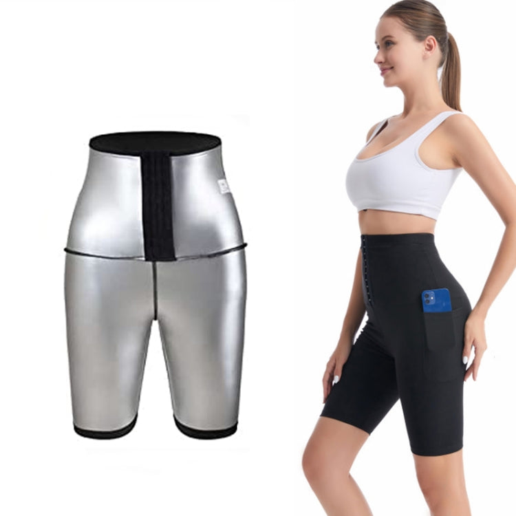 Women High Waist Breasted Hip Lifting Pants With Pocket, PU Blue 3-point  S, PU Blue 3-point  M, PU Blue 3-point  L, PU Blue 3-point  XL, PU Blue 3-point  XXL, PU Blue 3-point  3XL, Silver Painted 3-point  S, Silver Painted 3-point  M