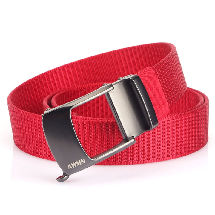 AWMN Men Nylon Cutout Automatic Buckle Toothless Belt, Length:, 120cm