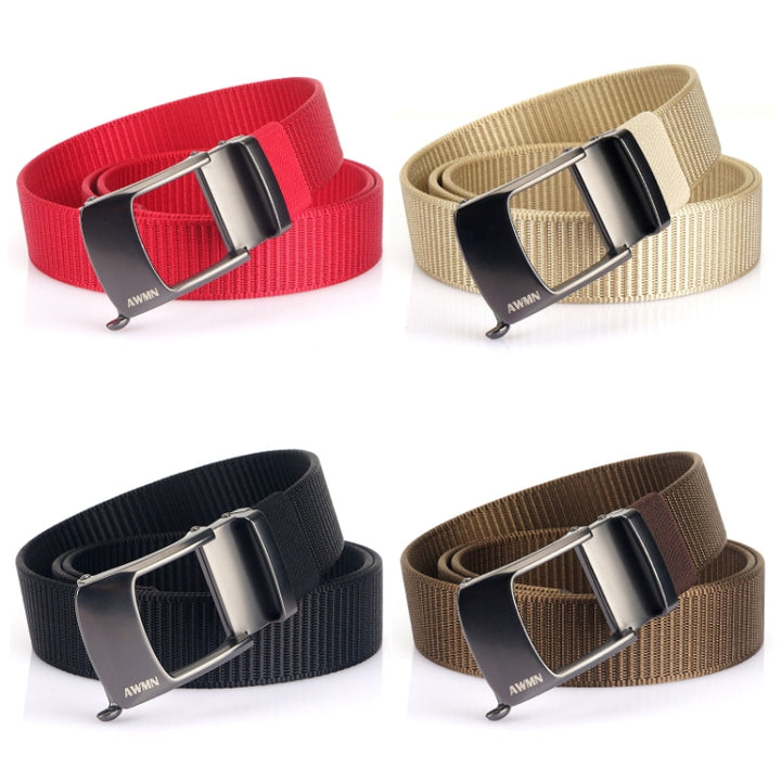 AWMN Men Nylon Cutout Automatic Buckle Toothless Belt, Length:, 120cm