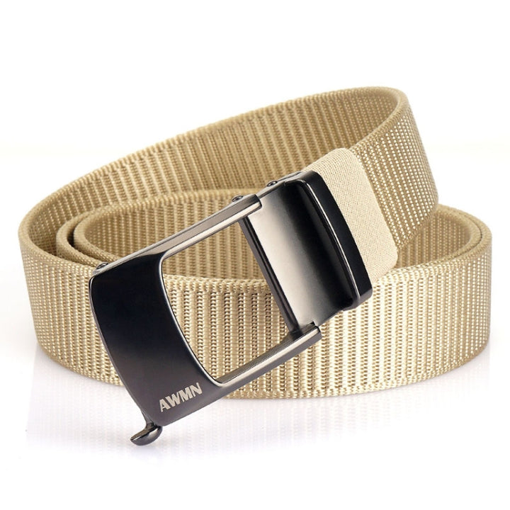 AWMN Men Nylon Cutout Automatic Buckle Toothless Belt, Length:, 120cm