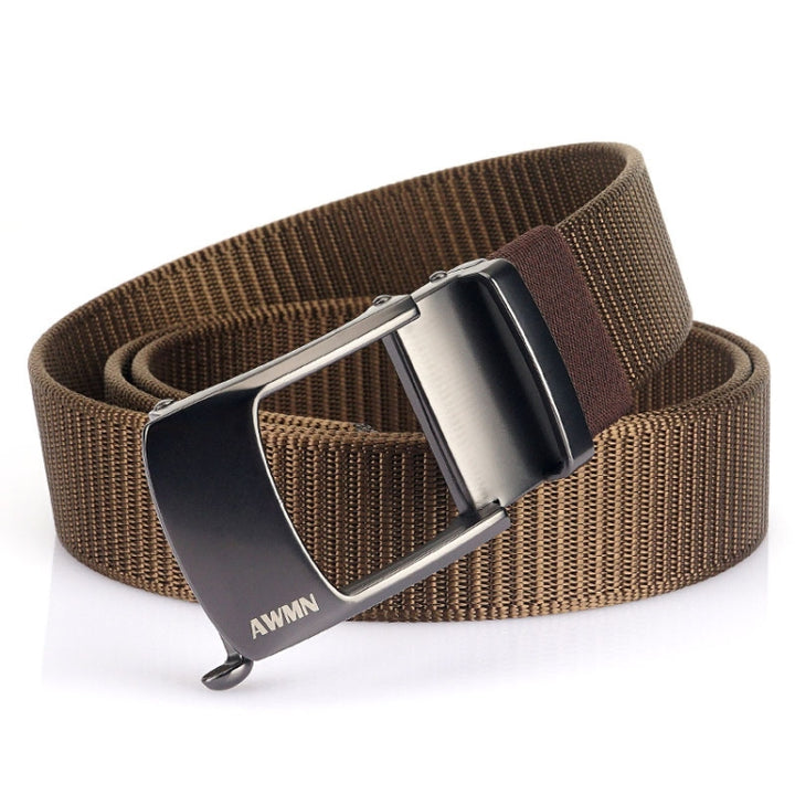 AWMN Men Nylon Cutout Automatic Buckle Toothless Belt, Length:, 120cm