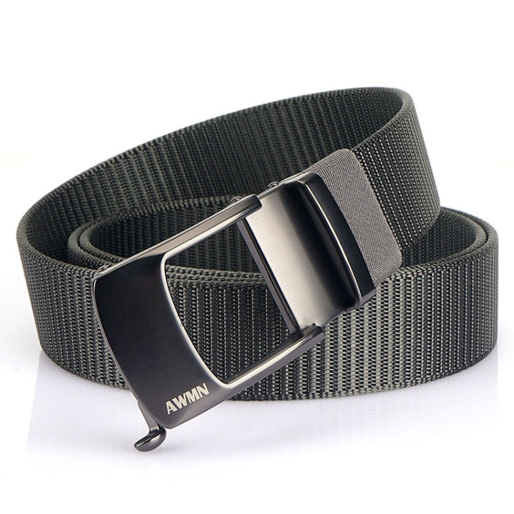 AWMN Men Nylon Cutout Automatic Buckle Toothless Belt, Length:, 120cm