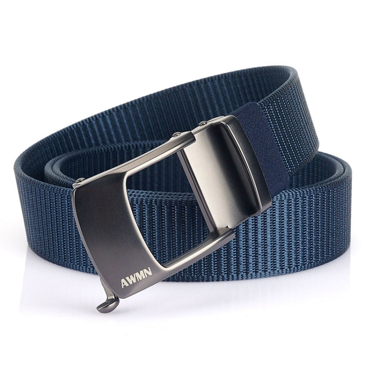 AWMN Men Nylon Cutout Automatic Buckle Toothless Belt, Length:, 120cm