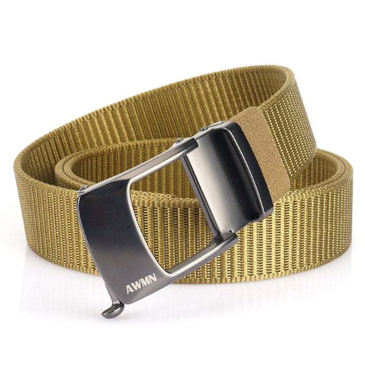 AWMN Men Nylon Cutout Automatic Buckle Toothless Belt, Length:, 120cm