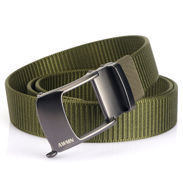 AWMN Men Nylon Cutout Automatic Buckle Toothless Belt, Length:, 120cm