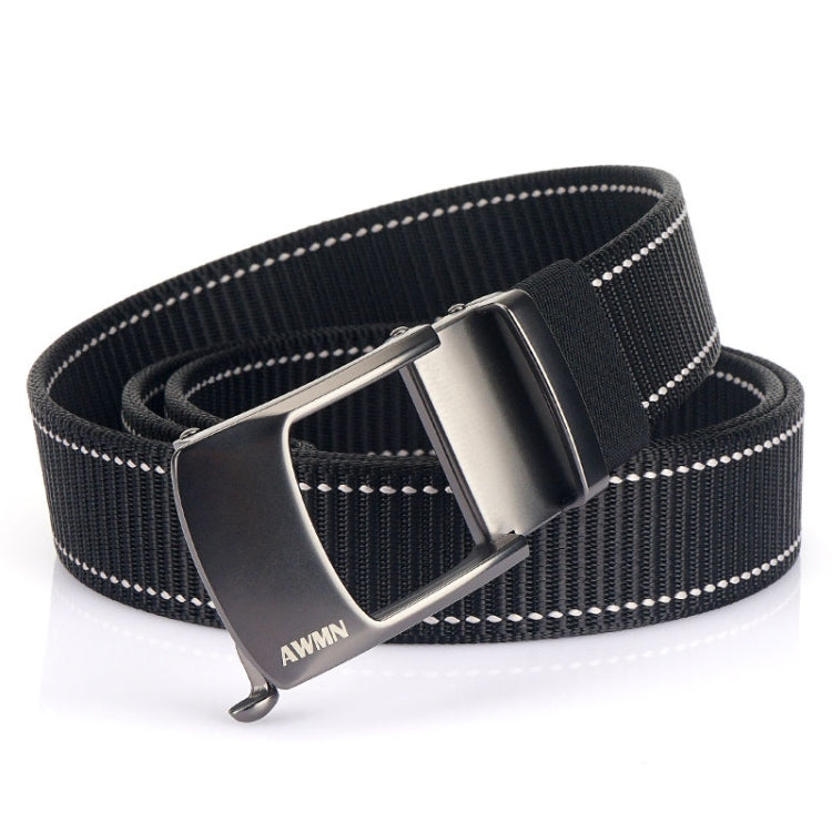 AWMN Men Nylon Cutout Automatic Buckle Toothless Belt, Length:, 120cm