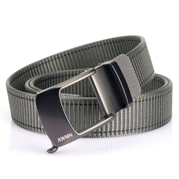 AWMN Men Nylon Cutout Automatic Buckle Toothless Belt, Length:, 120cm