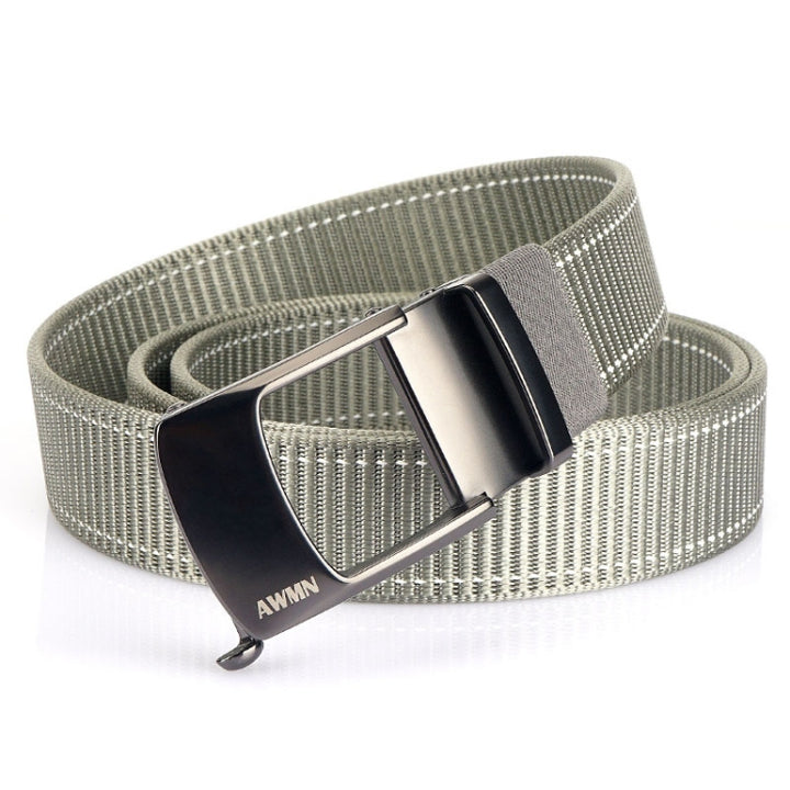 AWMN Men Nylon Cutout Automatic Buckle Toothless Belt, Length:, 120cm