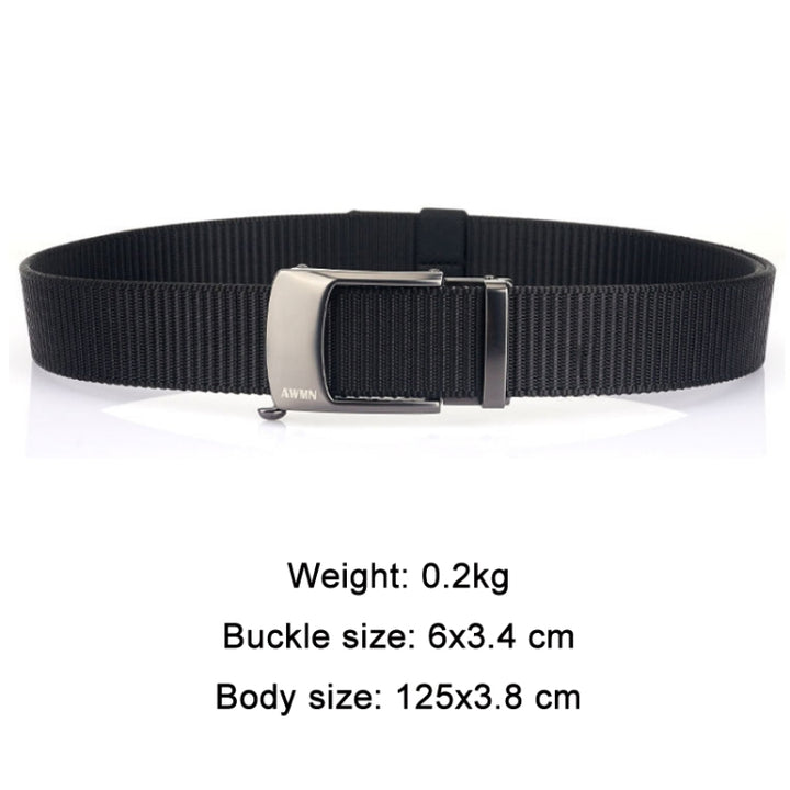 AWMN Men Nylon Cutout Automatic Buckle Toothless Belt, Length:, 120cm