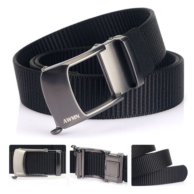 AWMN Men Nylon Cutout Automatic Buckle Toothless Belt, Length:, 120cm