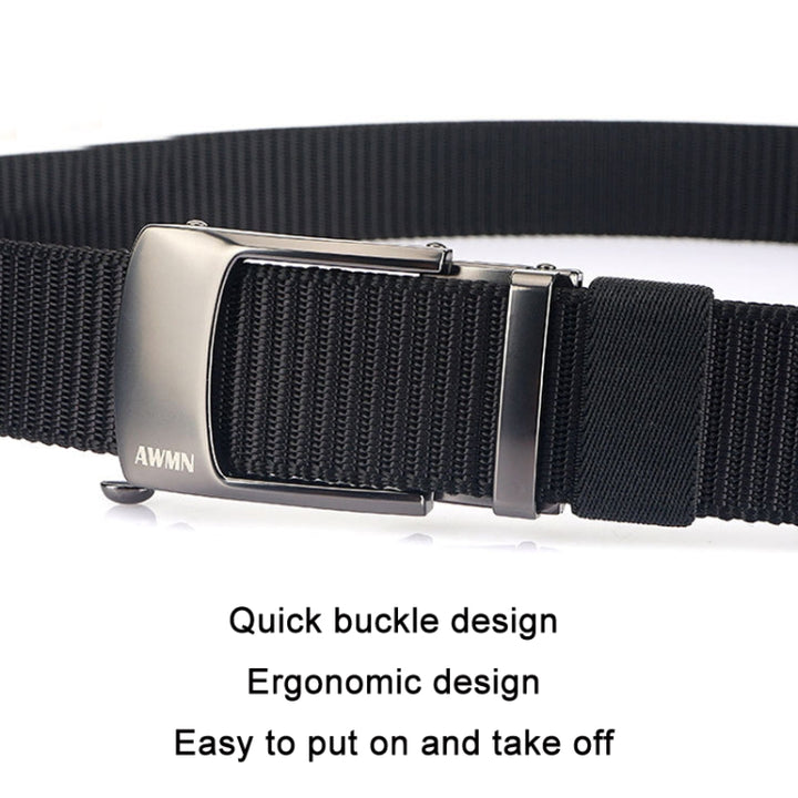 AWMN Men Nylon Cutout Automatic Buckle Toothless Belt, Length:, 120cm