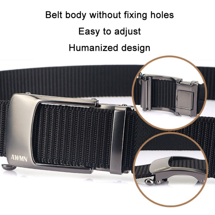 AWMN Men Nylon Cutout Automatic Buckle Toothless Belt, Length:, 120cm