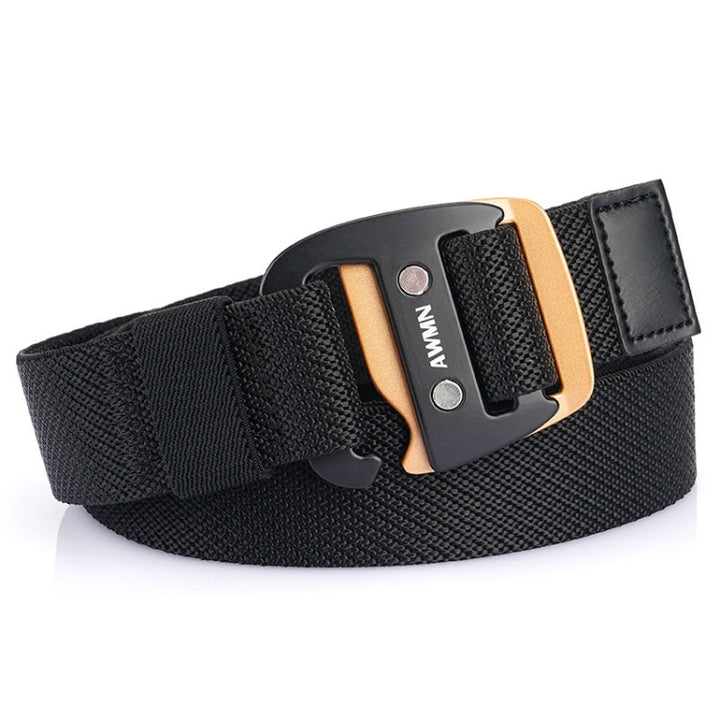 AWMN Men Casual Woven Stretch Sports Hook Buckle Belt, Length:, 120cm