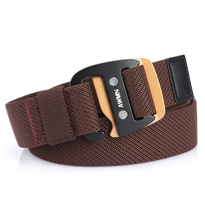 AWMN Men Casual Woven Stretch Sports Hook Buckle Belt, Length:, 120cm