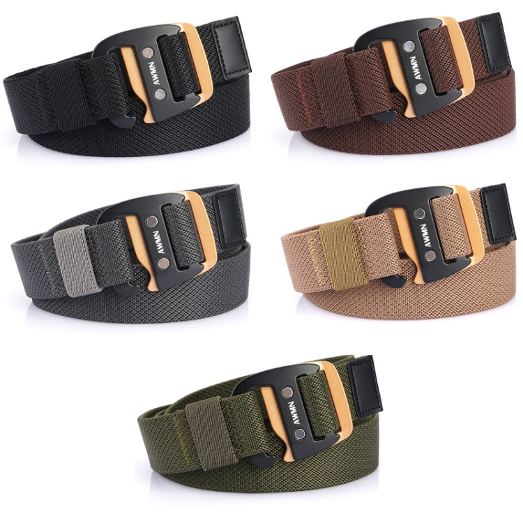 AWMN Men Casual Woven Stretch Sports Hook Buckle Belt, Length:, 120cm