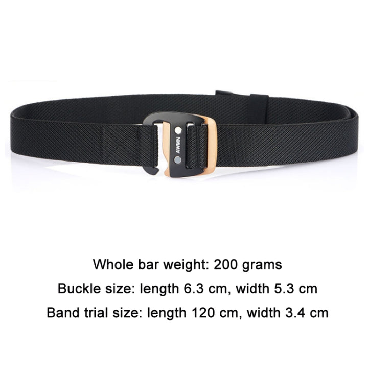 AWMN Men Casual Woven Stretch Sports Hook Buckle Belt, Length:, 120cm