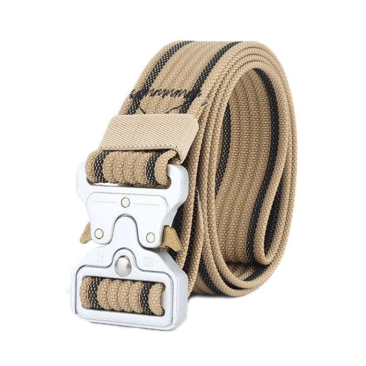 Braided Nylon Belt With Quick Release Buckle, Green, Khaki, Black, Grey, Black Red Edge, Black Blue Edge, Dark Royal Blue, Wolf Brown