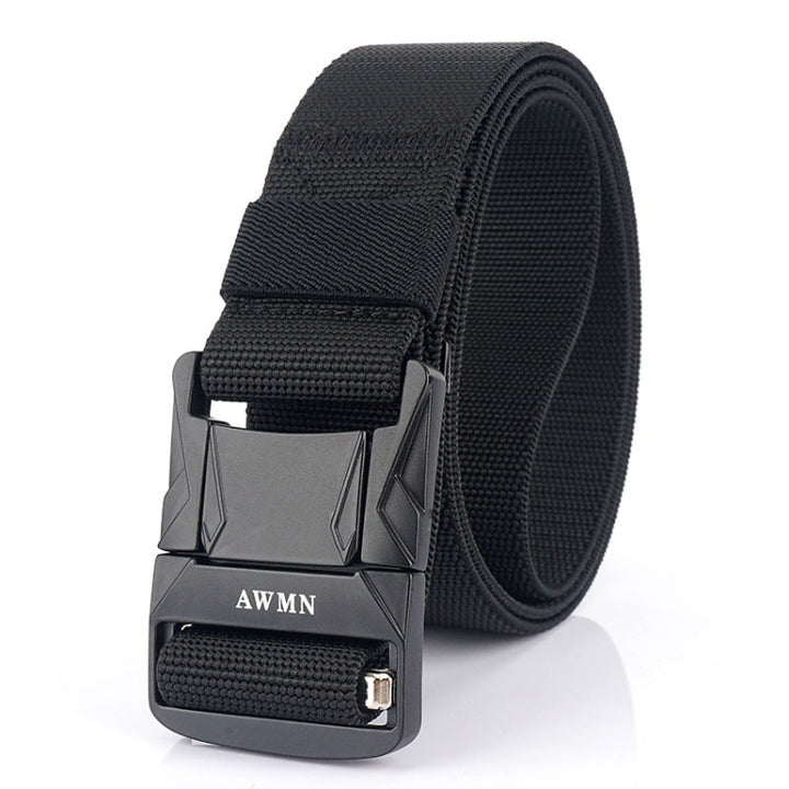 AWMN Men Outdoor Metal Buckle Elastic Nylon Belt, Length:, 120cm