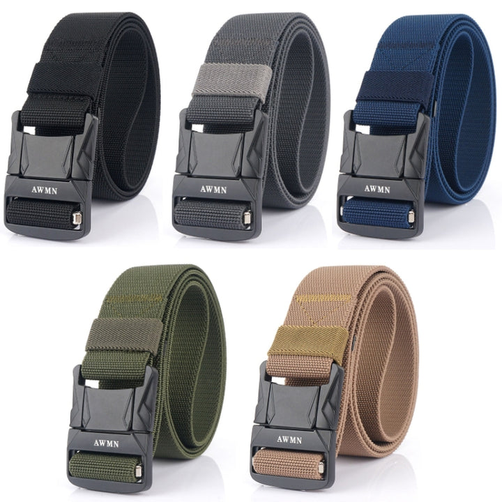 AWMN Men Outdoor Metal Buckle Elastic Nylon Belt, Length:, 120cm