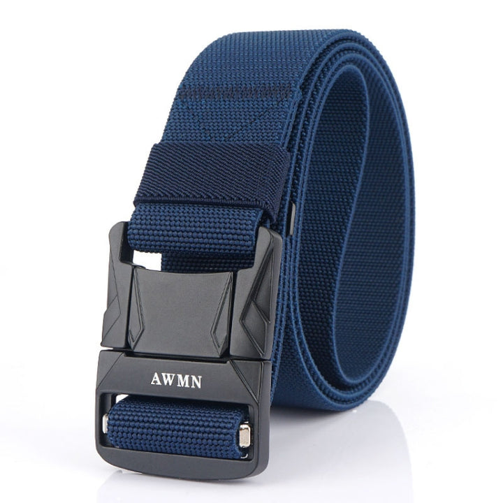 AWMN Men Outdoor Metal Buckle Elastic Nylon Belt, Length:, 120cm