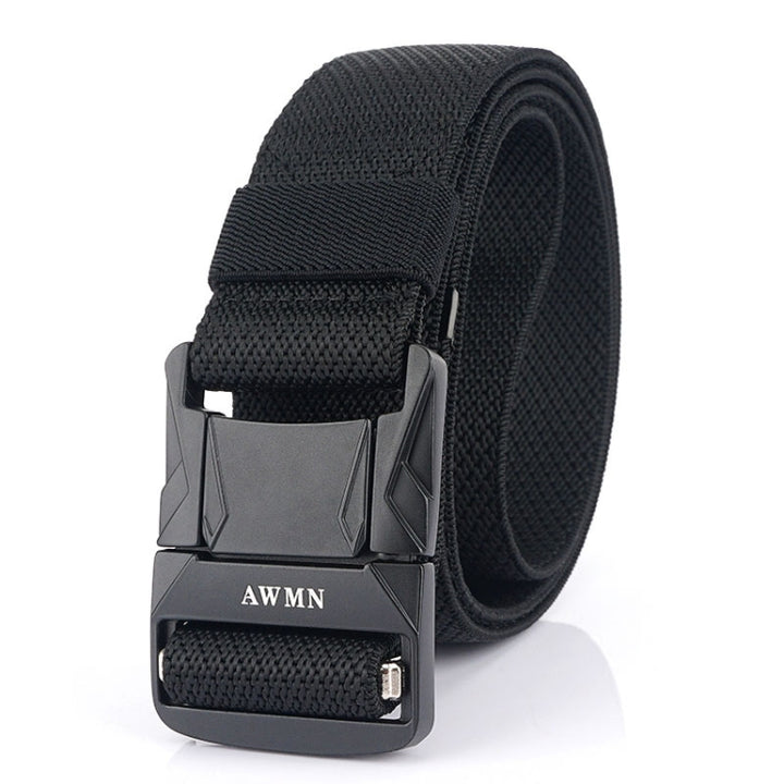 AWMN Men Outdoor Metal Buckle Elastic Nylon Belt, Length:, 120cm