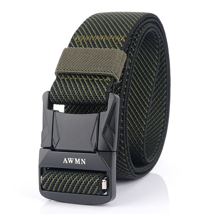 AWMN Men Outdoor Metal Buckle Elastic Nylon Belt, Length:, 120cm