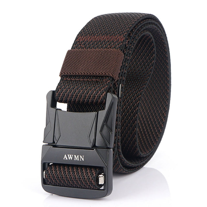 AWMN Men Outdoor Metal Buckle Elastic Nylon Belt, Length:, 120cm