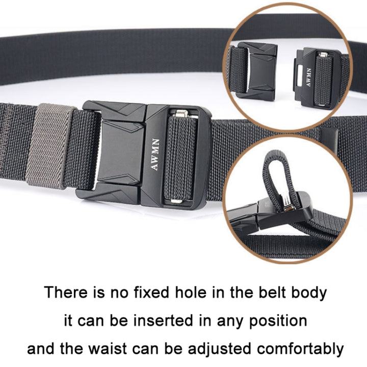 AWMN Men Outdoor Metal Buckle Elastic Nylon Belt, Length:, 120cm