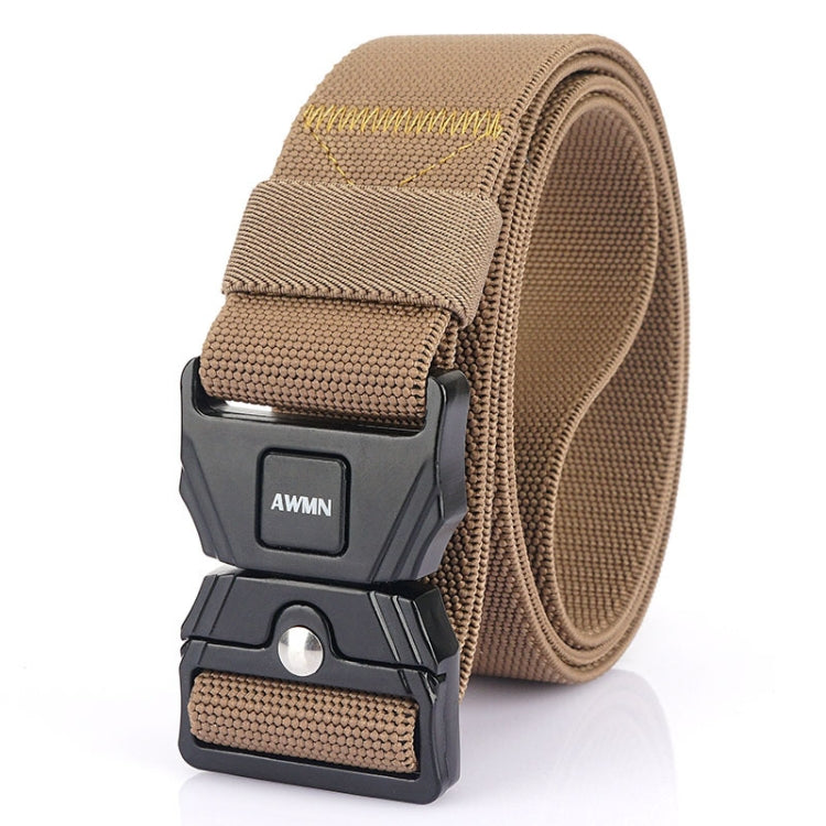 AWMN Men Outdoor Sports Alloy Snap Buckle Elastic Belt, Length:, 125cm