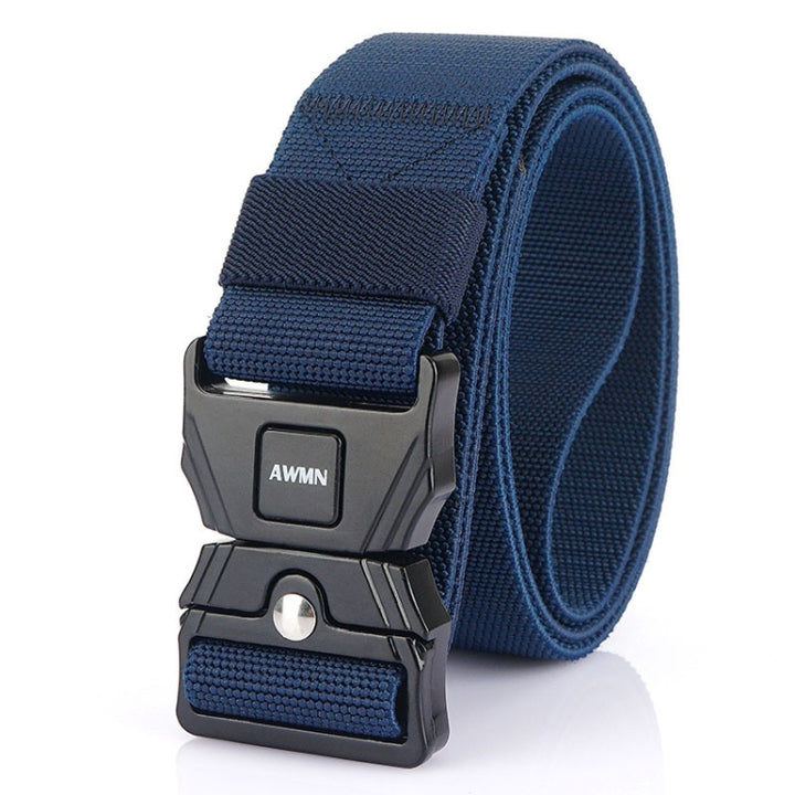 AWMN Men Outdoor Sports Alloy Snap Buckle Elastic Belt, Length:, 125cm