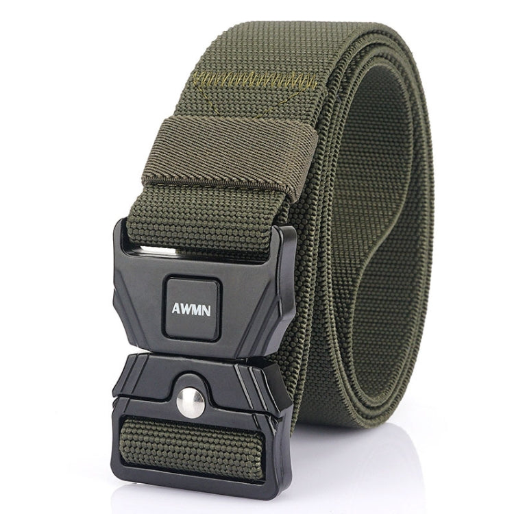 AWMN Men Outdoor Sports Alloy Snap Buckle Elastic Belt, Length:, 125cm